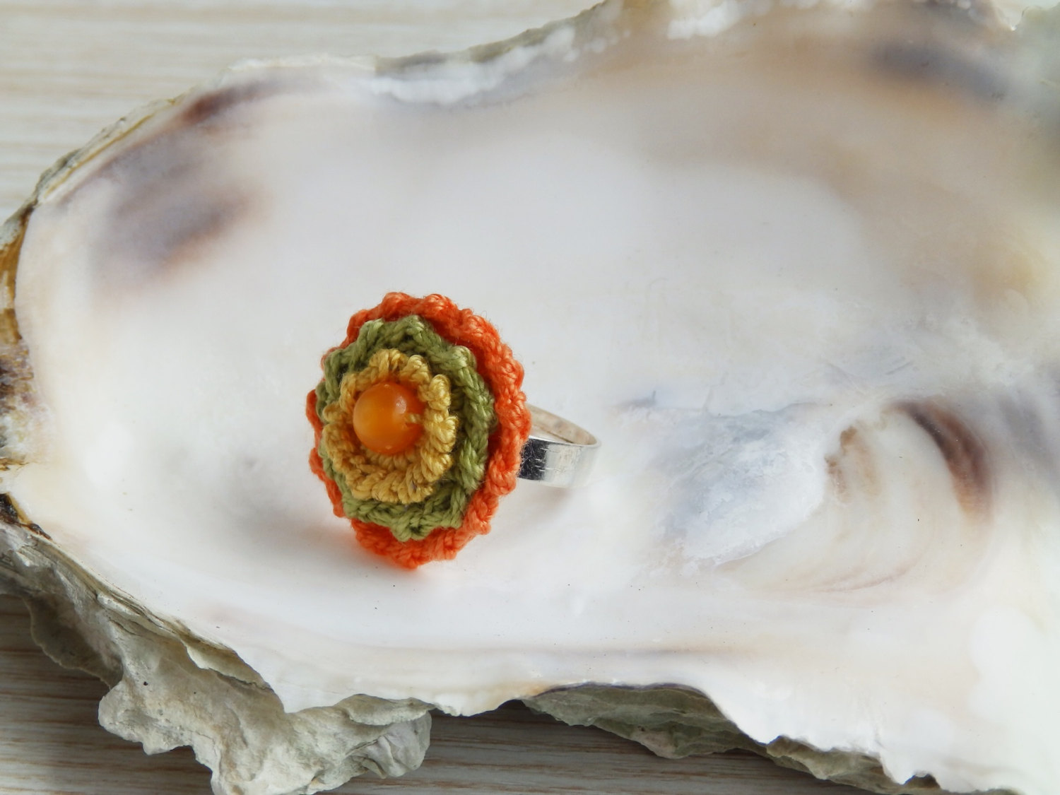 Turquoise Blue Cotton Crochet Necklace, Handmade Textile Jewelry, Fiber